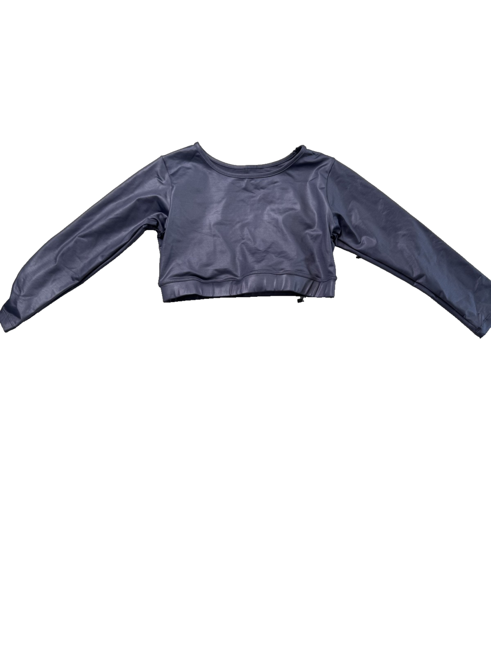 Tissini Top Mildred Womens Medium Dark Gray Long Sleeve Crop Open Back Yoga